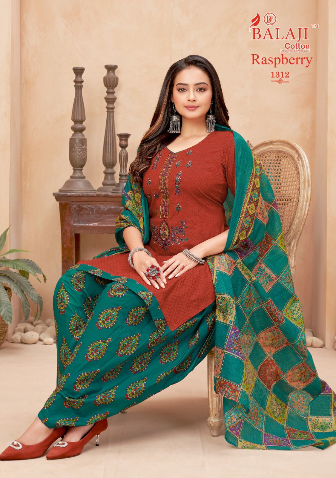 Balaji Raspberry Vol 13 Embroidery Cotton Dress Material
